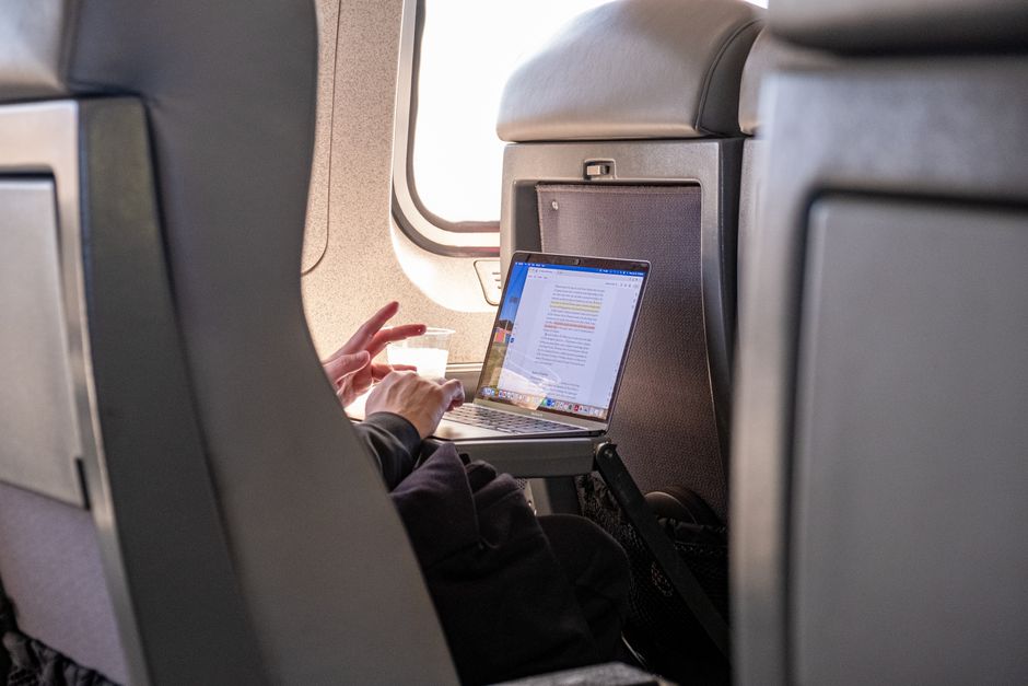 airplane laptop editing