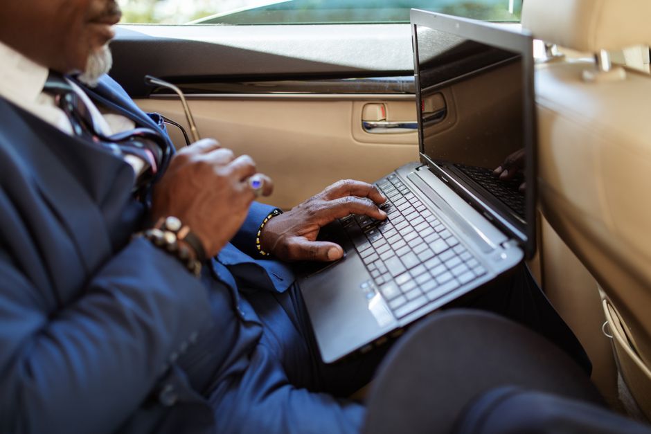 busy executive laptop