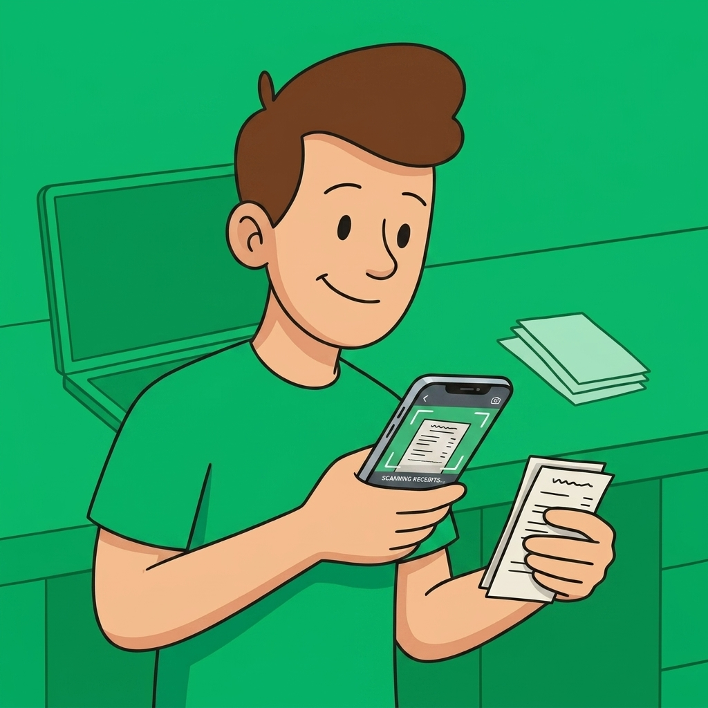 Person scanning a receipt with their phone
