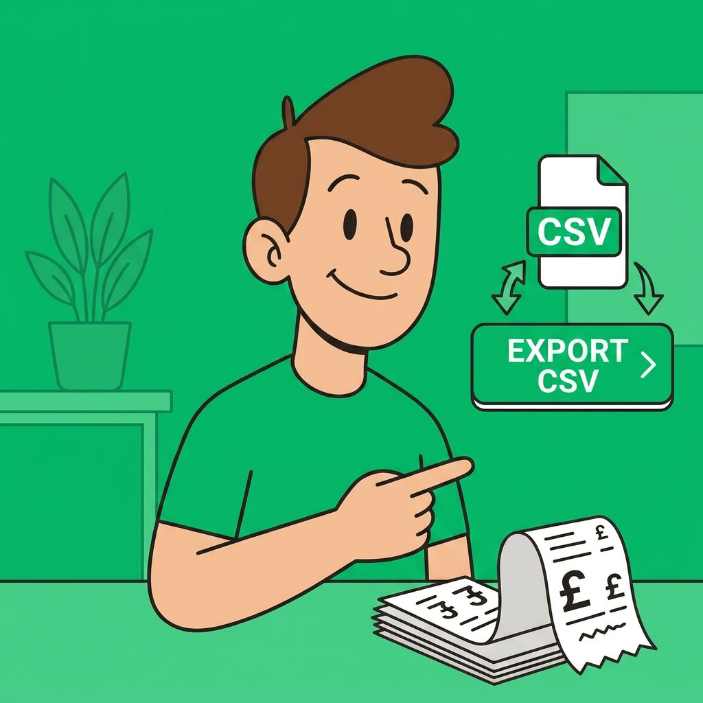 Person exporting receipt data as a CSV file